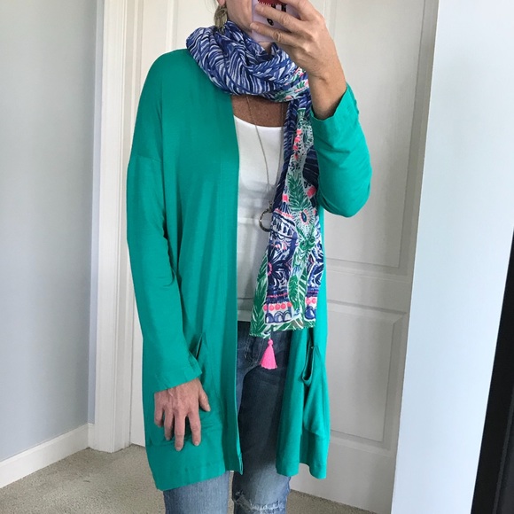 Green Long Open Cardigan - Picture 3 of 7